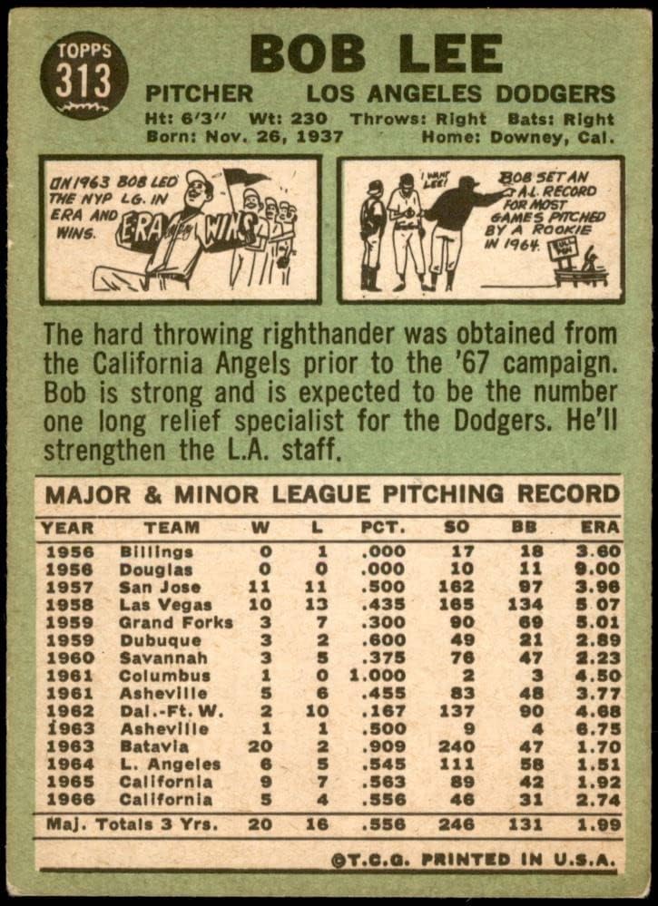 1967 Topps 313 Боб Ли Лос Анджелис Доджърс (Бейзбол карта) ЧЕСТНО Доджърс