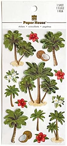 Paper House Productions Лист За Стикери с Разположени размери и акцент От фолио - Tropical Palms