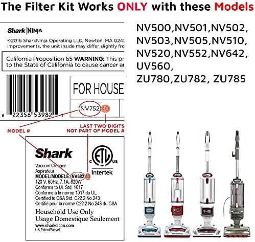 Смяна на 2 + 4 вакуумни филтри в опаковки за Shark Rotator Pro Lift Away NV500, NV501, NV502, NV503, NV505, NV510, NV520,