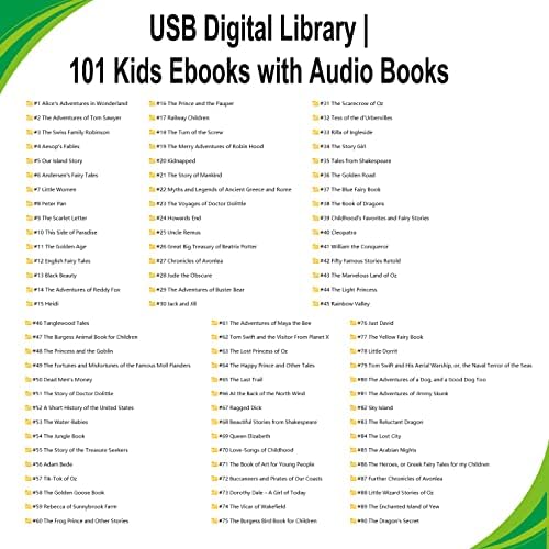 Дигитална библиотека на USB | 101 Детска Електронна книга с Аудиокнигами на вашия USB флаш устройство | Подарък за bookworms | Книги в epub | аудио книги във формат mp3