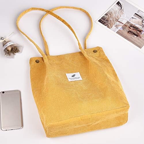 Вельветовая чанта-тоут с Вътрешен джоб, Модерна чанта-купувач, Чанти-Тоут за жени, за Многократна употреба за Хранителни стоки чанти за Работа, Плаж, Обяд, Пътуване,