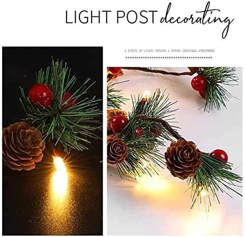 Studyset Коледни Гирлянди от борови Шишарки, 20 светодиода, 6,6 Подножието Лампа-Венец от Червени Плодове от Борови