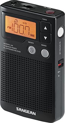 Джобен радиоприемник Sangean DT-160CLP FM Стерео/AM с Защитен калъф и клип за колан (прозрачен) и джобен радио DT-200X