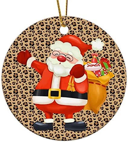 3-Инчов Коледна Украса с Цитати на Дядо Коледа и Леопард, Кръгли Коледна Украса за Деца, Момчета и Момичета, Висящи Украшения за Елхи, Украса за Коледното парти