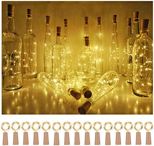 Корк осветителни Тела за Винени бутилки 15 бр., 10 светодиода/40 инча, с Медна Тел в формата на конфитюри,