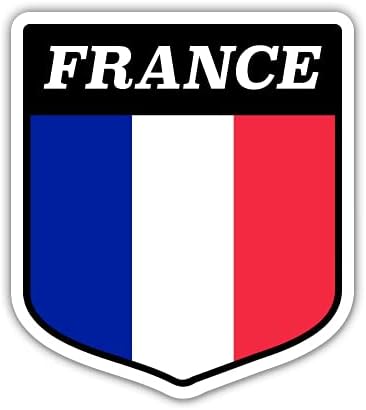 Squiddy France Щит с френски флаг - Vinyl Стикер-Стикер за телефон, лаптоп, бутилки за вода (на височина 3 инча)