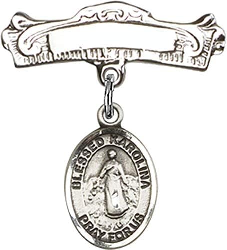 Иконата на детето Jewels Мания с Чар Blessed Каролина Kozkowna и Извита полирани игла за иконата | Иконата за дете от Сребро