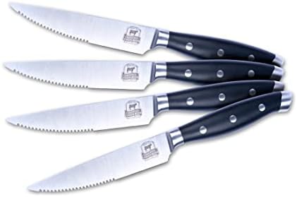 СЕРТИФИЦИРАНИ Ножове премиум-клас ANGUS BEEF Knives - Ножове за стек Chophouse с зазубренными остриета от неръждаема стомана в ресторантьорския стил и заклепанными матово-чер?