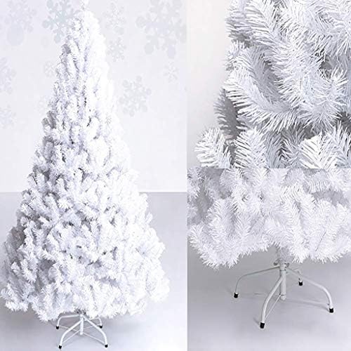 ZMDZA Бяла Коледна елха, Изкуствена Коледна елха Бор с метални крака Е идеална за декорация на празниците на закрито и на