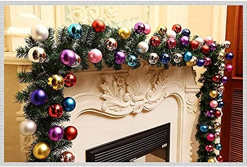 Украса за Коледен Венец от Ратан ZYPNB Коледен Венец с Лъжичка-Лък за Камини, Стъпала, Фаянс Врати, Вътрешни или Външни за ползване (Дължина 2,7 м) -Цветни