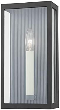 Troy Lighting B1031-TBK/WZN Vail - 1 Лампа за външен монтаж на стена в съвременен стил, с височина 13 см и ширина 6,5 см, цвят тапицерия: черен
