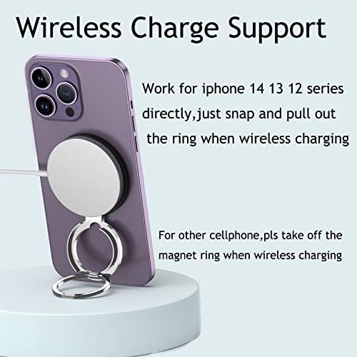 Удобен Магнитен Държач за мобилен телефон с пръстен, Поставка за iPhone 14 13 12 Magsafe и безжичното зареждане, Държач