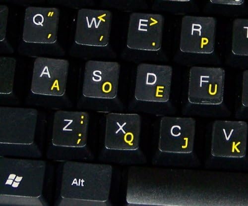 4Keyboard Dvorak Опростени Букви на клавиатурата с Жълти Букви На Прозрачен Фон за настолни компютри, лаптопи