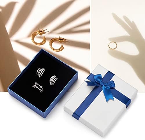 Дървена бял комплект бижута, подарък кутия за пръстени/обици, органайзер за бижута кутия за Коледа, Деня на благодарността