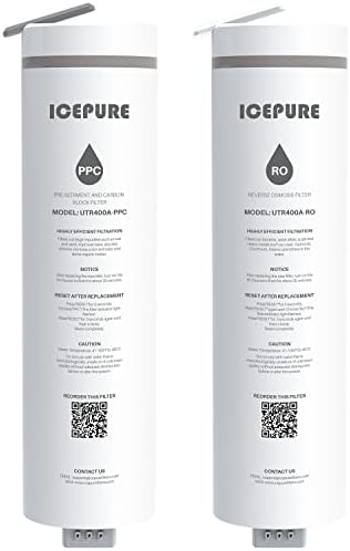 ICEPURE UTR400-Филтър НПК & RO, която замества система за обратна осмоза UTR400, премахва големи частици, примеси, хлор, оцветители и миризми, тежки метали, като олово, кадмий, х?