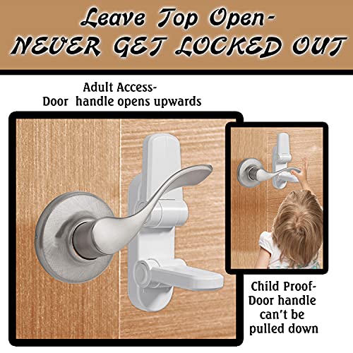 Комплект от 3 теми - Заключване за безопасност за деца на вратата рычаге - Предотвратява отварянето на вратите на малки