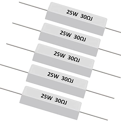 smseace 5шт Керамични и циментови резистори с мощност 25 W 30 Ома с толеранс ±5% Циментови резистори, използвани в компютъра, телевизора, апаратурата