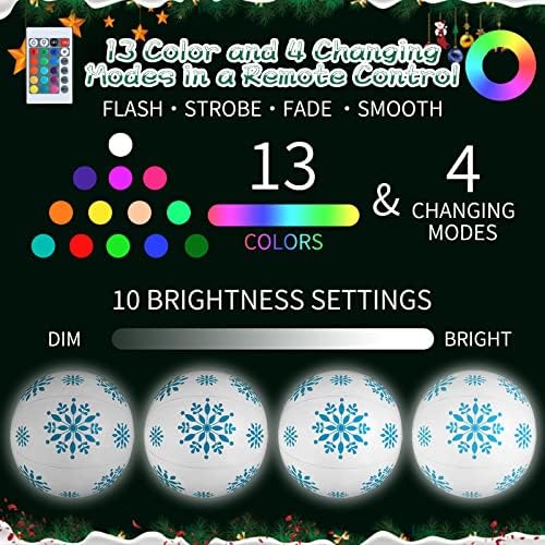 16-Цолови Надуваеми Коледни Топки от PVC на открито с осветление, за Водоустойчиви Гарнирано с Топка, led светлини