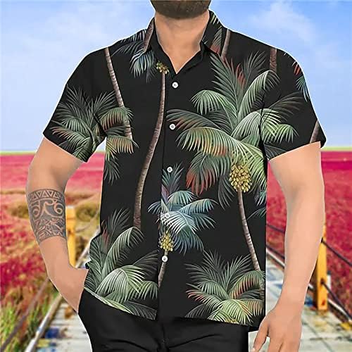 Летни ризи за мъже, мъжки хавайски ризи с флорални принтом, мъжки ризи с копчета за тропическа почивка, плаж мъжки ризи, модерен хип-хоп