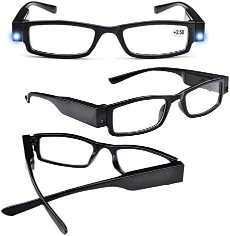 Очила за четене, 4 бр., led ридеры с подсветка, Модни очила за четене за мъже и жени, нощен Лупа с осветление, Компактни