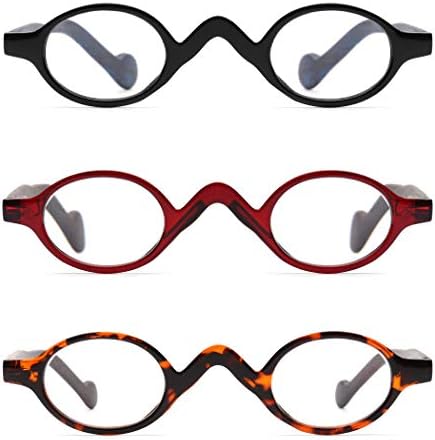 JM 3 Опаковки Малки Овални Очила За Четене Vintage слънчеви Очила с Пружинным тръба на шарнирна Връзка за Жени-Читалок