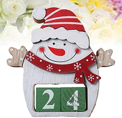 Didiseaon Дървен Декор Wooden Адвент Коледен Календар Дядо Коледа Календар за Обратно Броене с Номер Дървени Блокове за Настолни
