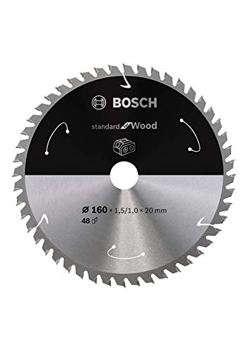 Професионално дисково пильное платно Bosch Standard (за дърво, 160 x 20 x 1,5 мм, 48 зъбите; Принадлежности: Акумулаторна