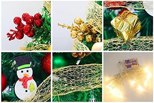 Настолна Коледно дърво Aetygh 18 инча, Изкуствена Мини-Коледна елха с Топли светлини и Декорации, захранван с батерии, Основата от зебло