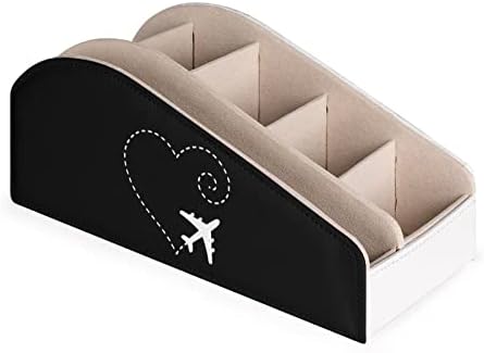 Държач на Дистанционното Управление Airplane Сърце с 6 Отделения от Изкуствена Кожа, Кутия за Съхранение на Дистанционно