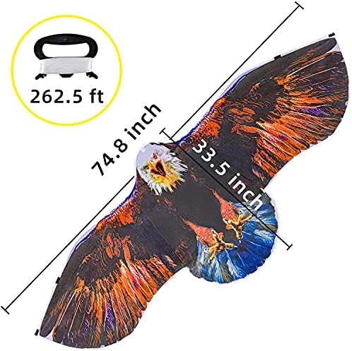 Въздушен змии JOYIN 75 Eagle с голям размах на крилата, лесно управляем, Огромни хвърчила за деца и възрастни с въже с дължина 262,5 крака, Голям плажен въздушен змии за игри