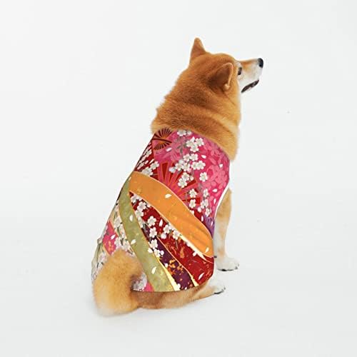 Памучни Ризи за домашни любимци в японски стил-Розово-Черешов Цвят, Костюми За малки Кученца, Пижами За кучета и Котки,