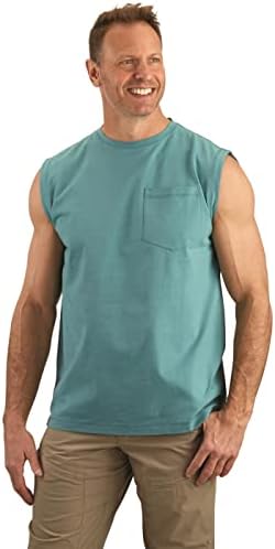 Мъжка тениска за тренировка на мускулите с джоб и петна Guide Gear, Памучен Тениска, Впитывающая Влагата, Контрол