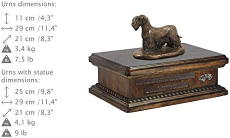 Чешки Териер, Спомен Урна за Кучешки Праха със Статуя, на името на домашен любимец и Цитат - ArtDog Personalized