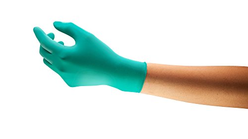 Лека нитриловая ръкавица Ansell TouchNTuff 92-600 с белезници от мъниста, устойчиви на химикали и спрей, не съдържа прах, с дебелина 4,7 mils, с дължина 240 мм, Размер 8, зелено (в кути