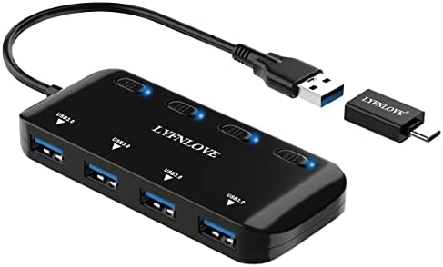 Удължител с няколко USB порта, Ултра-USB-hub LYFNLOVE 3.0, 4-Портов USB сплитер Високоскоростен USB-хъб за пренос на данни