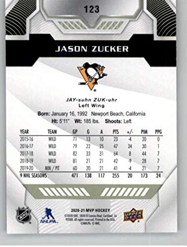 Хокей MVP UD 2020-21 123 Джейсън Цукер Питсбърг Пингуинс Официалната търговска горната карта от тестето