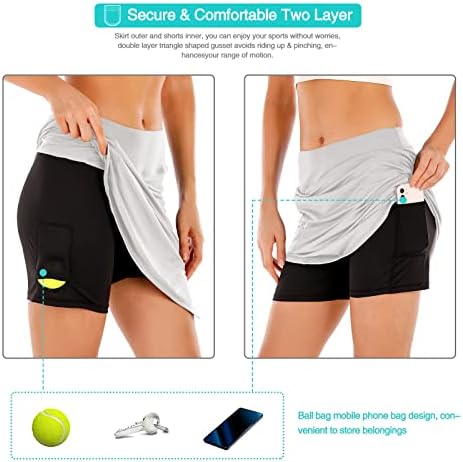 Дамски поли FEIXIANG за тенис и голф игрище с джобове с Дължина до коляното, Дълги Спортни Шорти за активни занимания