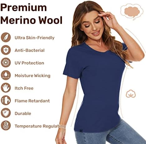Женска тениска от мериносова вълна MERINNOVATION, Спортна тениска с къс ръкав, Впитывающий Основен слой (Вълнена маска за