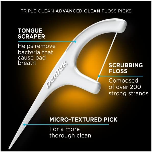 Клечки за зъби DenTek Triple Clean Advanced Clean, Не се разпадат и да не са смачкани, брой нишки 90, (опаковка
