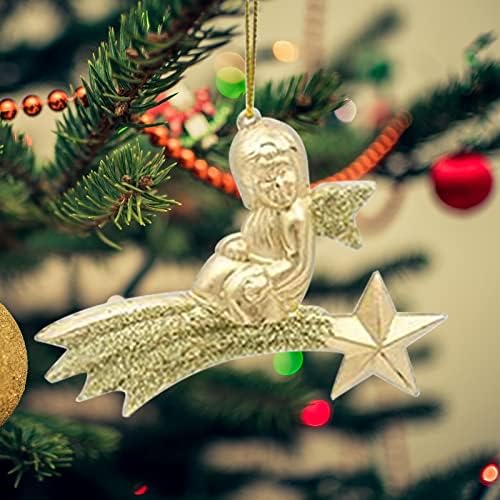 3 БР. Коледна Украса Златен Прах Коледен Ангел Окачване Акрилна Коледно Дърво за Украса Окачване опаковка Авто Венец Коледа