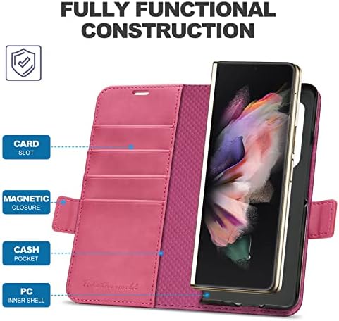 Чантата TUCCH Case за Galaxy Z Fold4 (7,6 ) 5G, Калъф от изкуствена кожа с слот за S Pen [RFID lock], Поставка