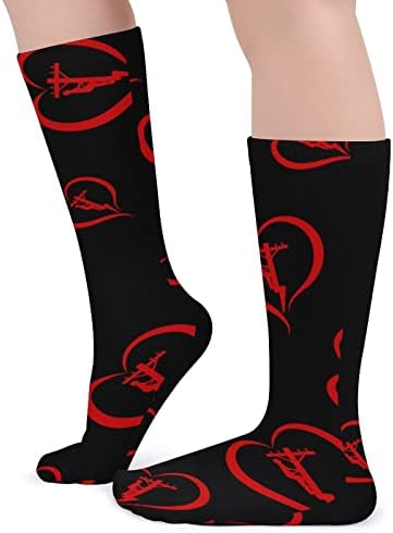 Дебели Чорапи WEEDKEYCAT Heart of A Lineman, Нестандартен, Забавен Графичен Принт, Ежедневни Чорапи със средна дължина на Зимата