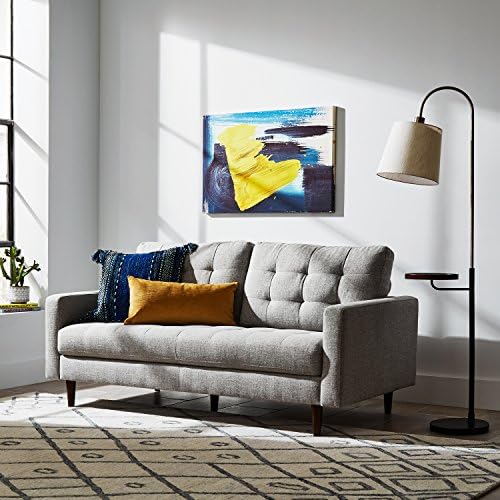 Марка – Модерен диван за апартамент с нитове средата на века, 72 W, светло сиво