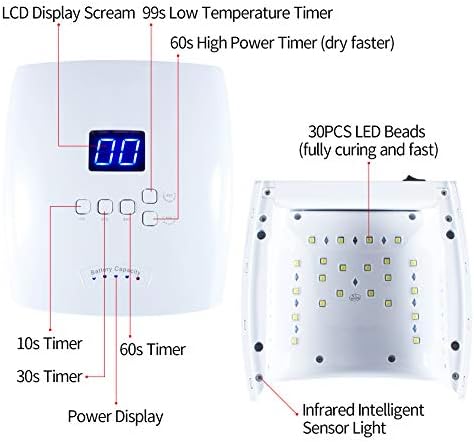 Led UV-Лампа за ноктите, UV-Лампа за нокти, Акумулаторна UV-Лампа за нокти с Автоматичен Сензор, Безжична Сушилня за