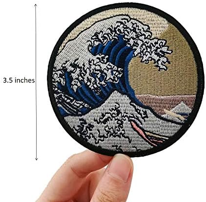 Сладък нашивка на Голямата вълна от Канагавы, Бродирана На Желязо Зашит апликация