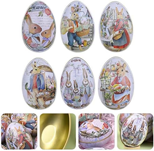 Toyvian Великден Метална Лидице Великденски Подарък Кутия 6шт Кутия шоколадови Бонбони във формата на Великденски яйца Сладък