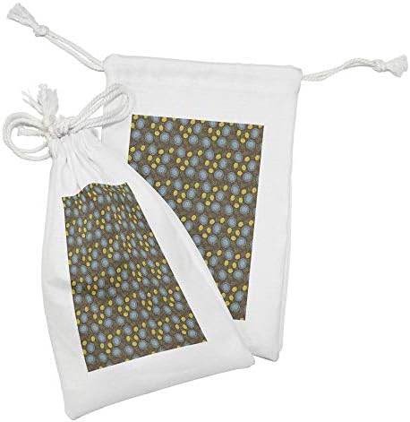 Комплект от 2 Мешочков от растителна тъкан с ефект на Луната, Модел на Опростената Абстрактни цветя, Малка Чанта на съвсем