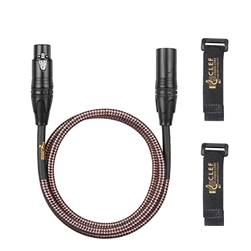 Микрофон кабел Clef Audio Labs XLR Male - XLR Female, 1 Фут, Черен Корпус с алуминиеви, Медни плитка, Позлатени 3-контактни конектори за микрофон, запис на студийната и аудиоинтерфей?