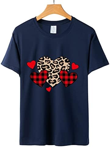 Дамски Модни 2023, Тениска с кръгло деколте и къс ръкав с принтом, Тениска за Двойки в Деня на Свети Валентин,