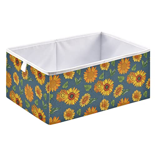 Кошница за съхранение на кубчета със слънчоглед, листа, Сгъваеми кутии за съхранение, Водоустойчив кош за играчки, органайзер